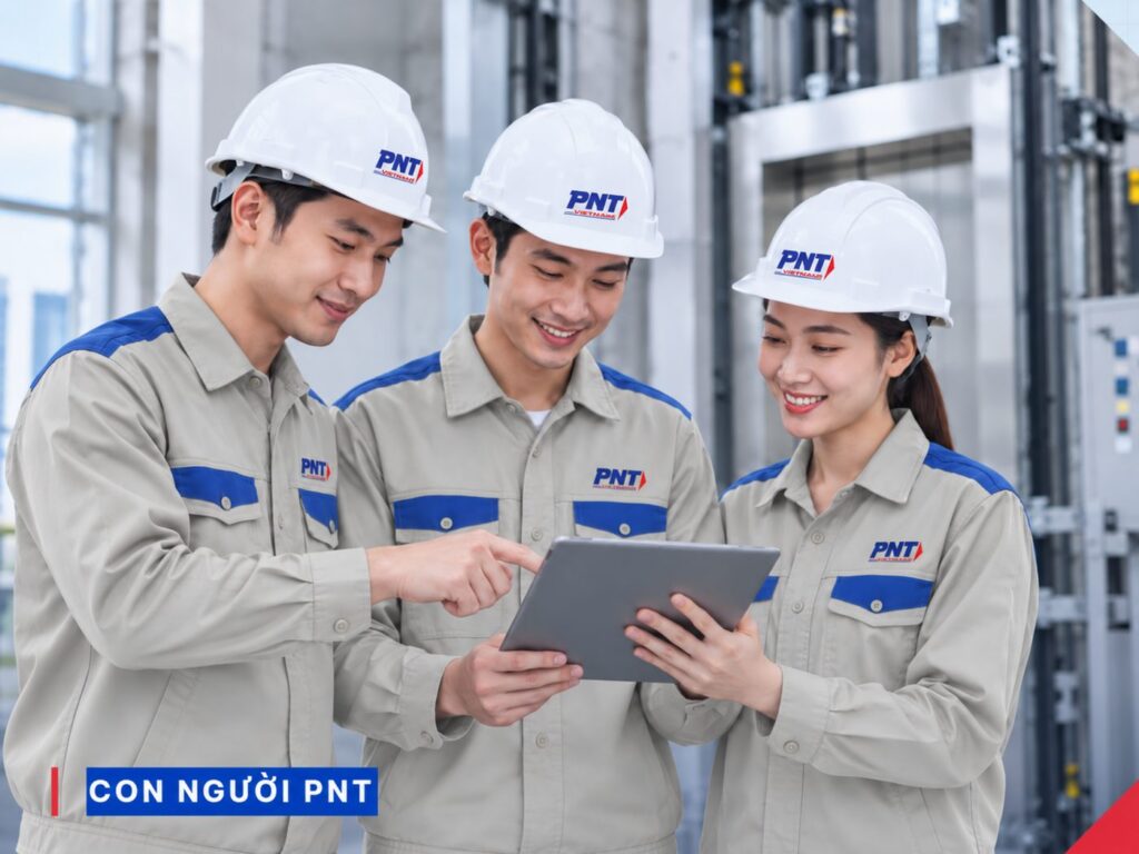 Đội ngũ kỹ sư PNT trao đổi công việc tại công trình