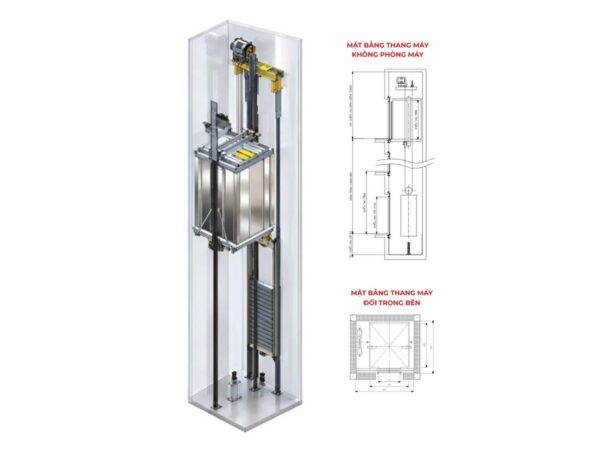 Thang tải khách không phòng máy Temi MRL